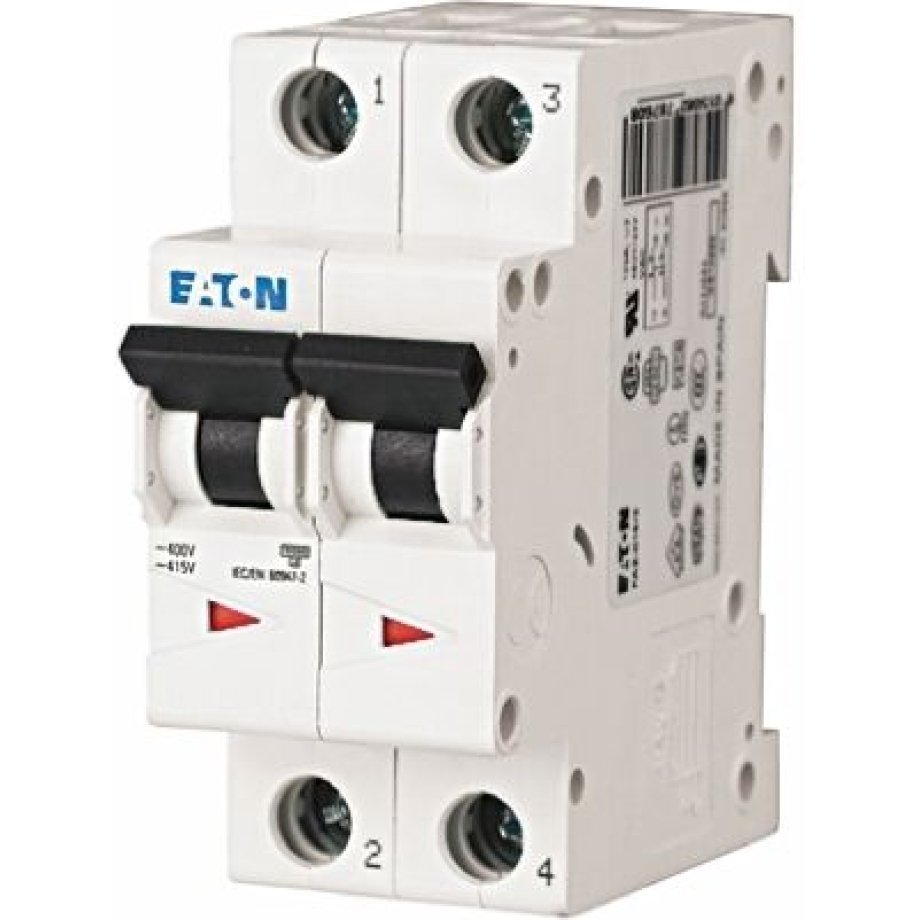 Eaton xEffect MCB, 2P, 50A Curve D, 230 → 400V AC, 6 kA Breaking Capacity